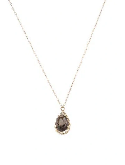 Pre-owned Necklace 14k Smoky Quartz Pendant , 18" In Multi