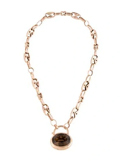 Pre-owned Necklace 14k Smoky Quartz Pendant W/ 10k , 18" In Multi