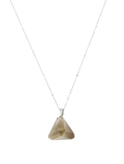 Pre-owned Necklace 14k Smoky Quartz Triangular Pendant , 18" In Multi
