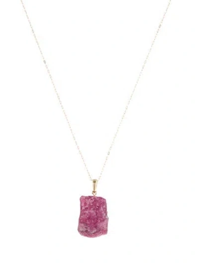 Pre-owned Necklace 14k Spinel & Diamond Pendant , 18" In Multi