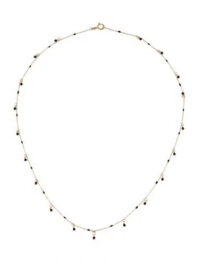 Pre-owned Necklace 14k Spinel & Resin Station , 18" In Black