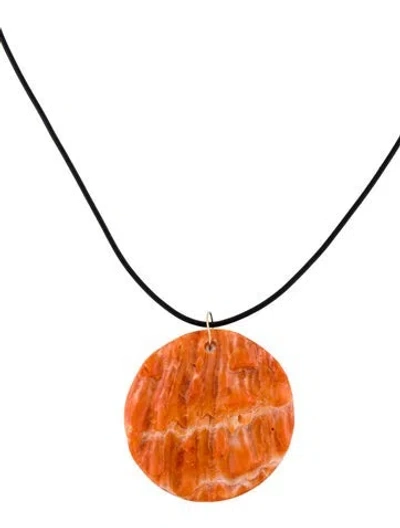 Pre-owned Necklace 14k Spiny Oyster Shell Pendant , 19.25" In Multi