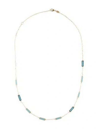 Pre-owned Necklace 14k Station Bar Chain  W/ Tags, 18" In Multi