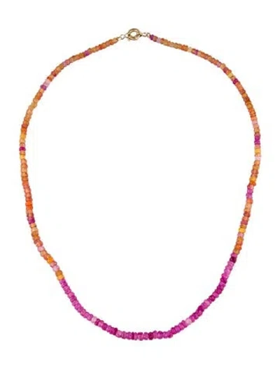 Pre-owned Necklace 14k Synthetic Sapphire Bead , 19" In Multi