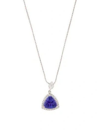 Pre-owned Necklace 14k Tanzanite & Diamond Pendant , 22" In Multi