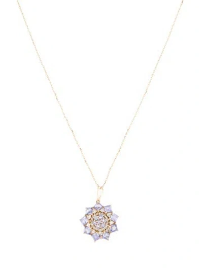 Pre-owned Necklace 14k Tanzanite & Sapphire Pendant , 17.75" In Multi