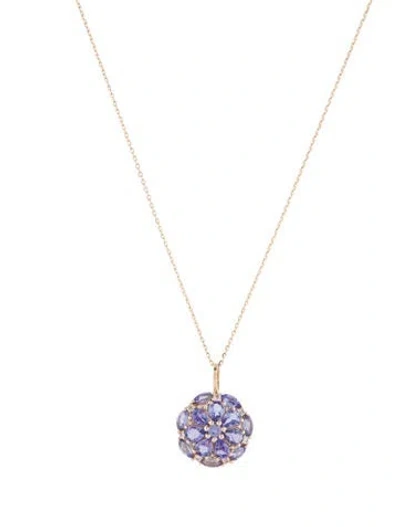 Pre-owned Necklace 14k Tanzanite & Sapphire Pendant , 18" In Multi