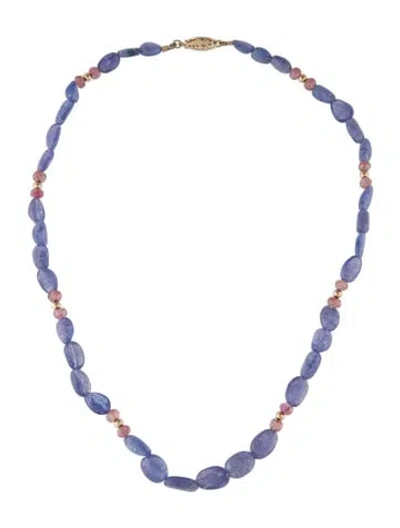 Pre-owned Necklace 14k Tanzanite & Tourmaline Bead Strand , 16" In Multi