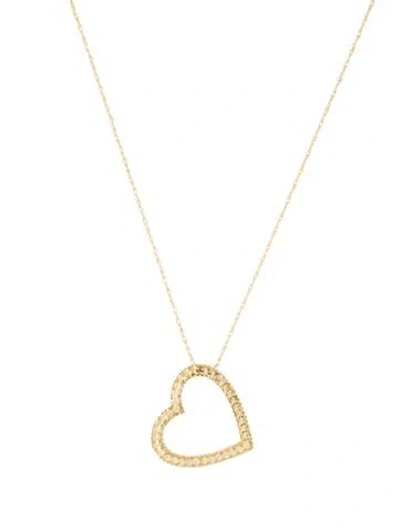 Pre-owned Necklace 14k Textured Heart Pendant , 18" In Multi