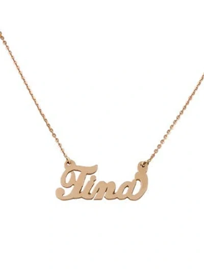 Pre-owned Necklace 14k 'tina' Name Plate Pendant , 15.5" In Multi