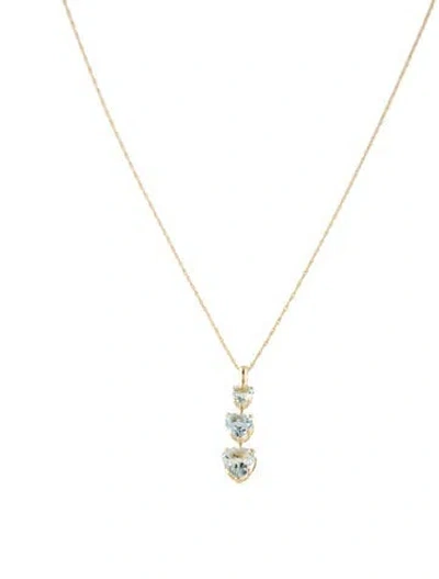 Pre-owned Necklace 14k Topaz & Aquamarine Pendant , 17.75" In Multi