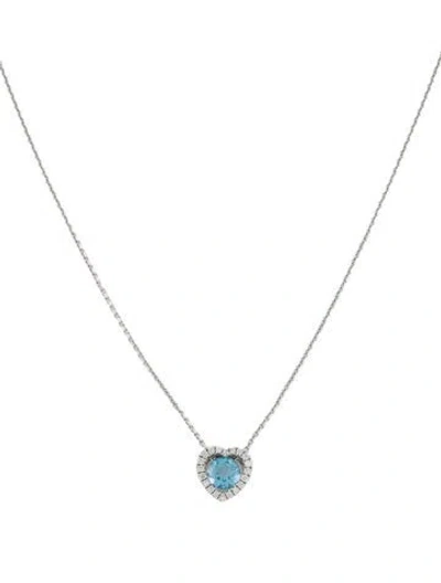 Pre-owned Necklace 14k Topaz & Diamond Heart Pendant , 17" In Multi