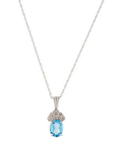 Pre-owned Necklace 14k Topaz & Diamond Pendant , 18" In Multi