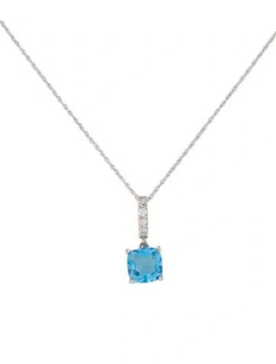 Pre-owned Necklace 14k Topaz & Diamond Pendant , 18" In Multi
