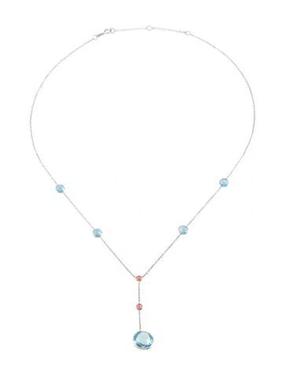 Pre-owned Necklace 14k Topaz & Garnet Lavalier , 18" In Multi
