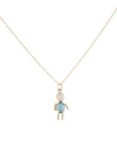 Pre-owned Necklace 14k Topaz Boy Pendant , 18" In Multi