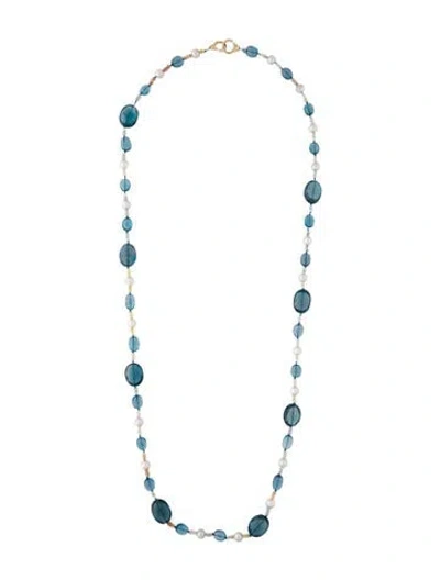 Pre-owned Necklace 14k Topaz, Sapphire & Pearl Strand  In Multi
