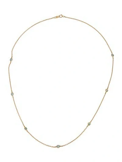 Pre-owned Necklace 14k Topaz Station , 18.25" In Multi