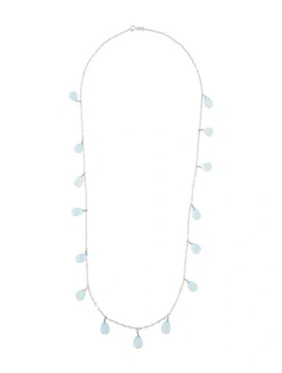 Pre-owned Necklace 14k Topaz Tear Drop Station , 24" In Multi