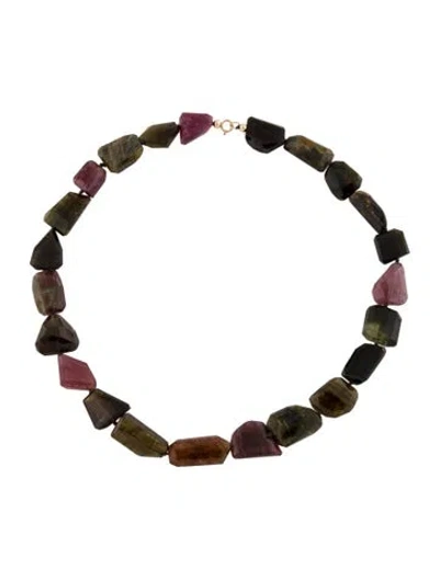 Pre-owned Necklace 14k Tourmaline Bead Collar , 16" In Multi