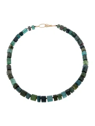 Pre-owned Necklace 14k Tourmaline Bead Strand , 16.25" In Multi
