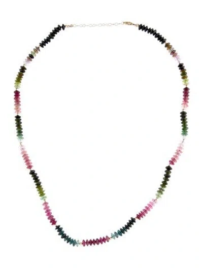Pre-owned Necklace 14k Tourmaline Bead Strand , 20" In Multi