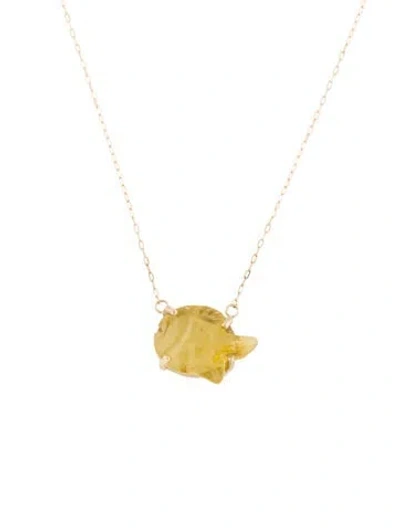 Pre-owned Necklace 14k Tourmaline Fish Pendant , 18" In Multi