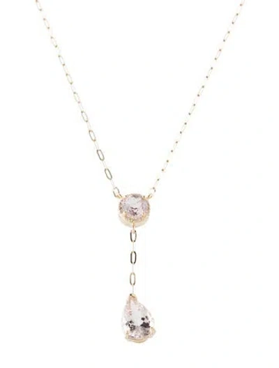 Pre-owned Necklace 14k Tourmaline, Morganite & Diamond Lavalier Pendant , 17.25" In Multi
