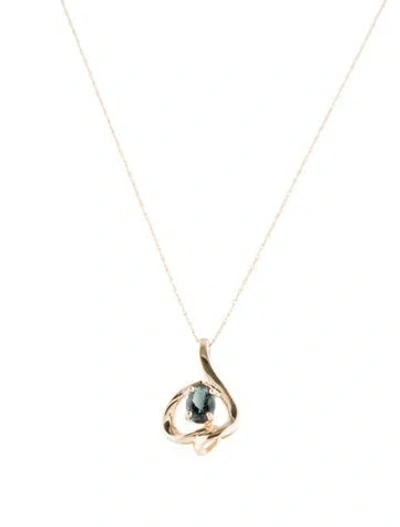 Pre-owned Necklace 14k Tourmaline Pendant , 18" In Multi