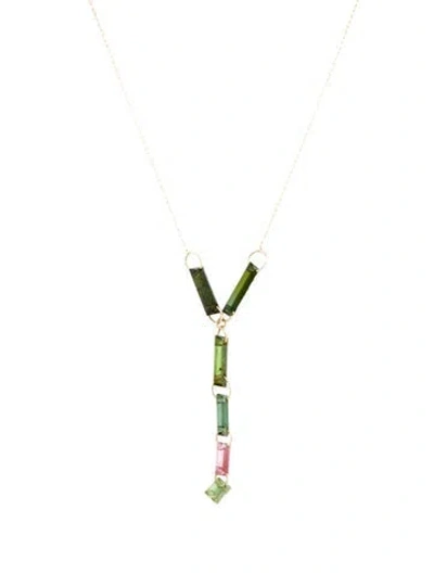 Pre-owned Necklace 14k Tourmaline Pendant , 18" In Multi