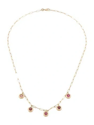 Pre-owned Necklace 14k Tourmaline Station Collar , 16.25" In Multi