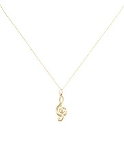 Pre-owned Necklace 14k Treble Clef Pendant , 18" In Multi