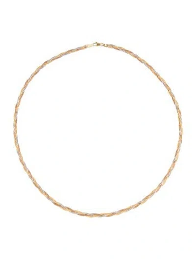 Pre-owned Necklace 14k Tri-color Braided Chain , 20.5" In Multi