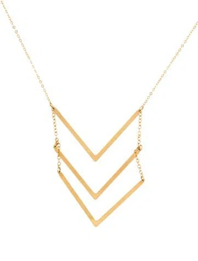 Pre-owned Necklace 14k Triple Chevron Drop , 18" In Multi