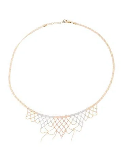 Pre-owned Necklace 14k Tri-tone Collar , 18" In Multi
