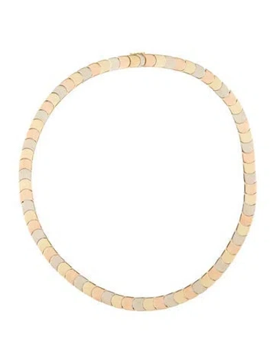 Pre-owned Necklace 14k Tri-tone Track Link , 15.75" In Multi