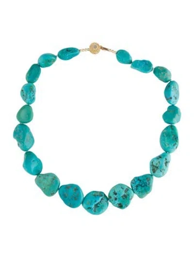 Pre-owned Necklace 14k Turquoise & Diamond Bead Strand , 17.25" In Multi