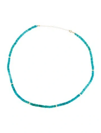 Pre-owned Necklace 14k Turquoise Bead Strand , 17.5" In Multi