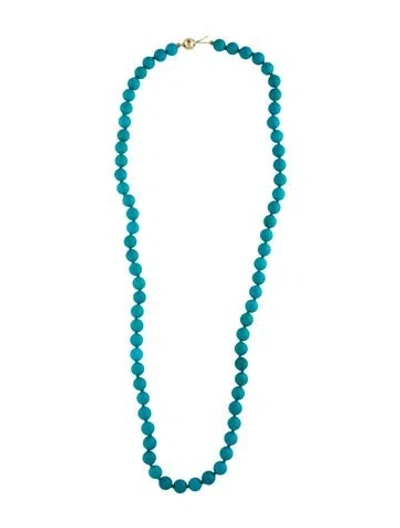 Pre-owned Necklace 14k Turquoise Bead Strand , 19" In Blue
