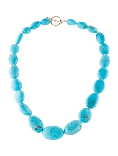 Pre-owned Necklace 14k Turquoise Bead Toggle , 17.75" In Multi