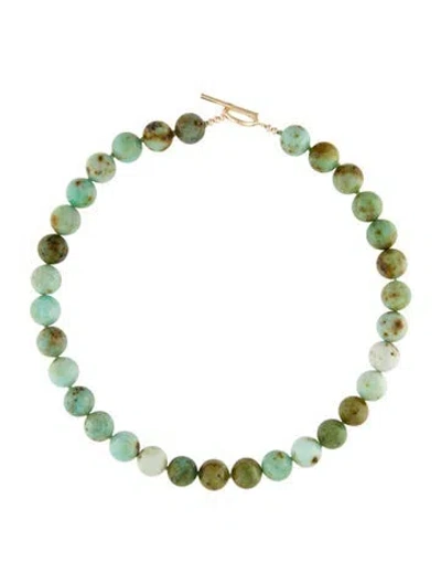 Pre-owned Necklace 14k Turquoise Bead Toggle , 17.75" In Multi