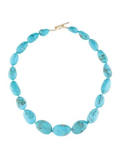 Pre-owned Necklace 14k Turquoise Bead Toggle , 19" In Multi