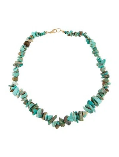 Pre-owned Necklace 14k Turquoise Graduated Beaded , 15.5" In Multi