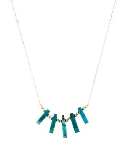 Pre-owned Necklace 14k Turquoise Pendant , 18" In Multi
