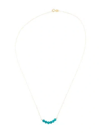 Pre-owned Necklace 14k Turquoise Station , 17.5" In Multi