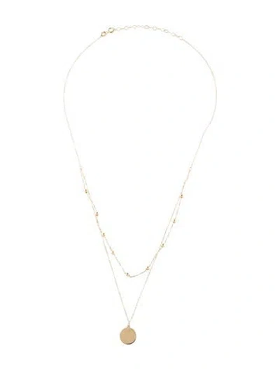 Pre-owned Necklace 14k Two Row Chain Station Pendant , 18" In Multi