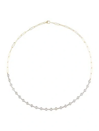 Pre-owned Necklace 14k Two -tone 2.30ctw.diamond Paperclip Chain , 17" In Multi