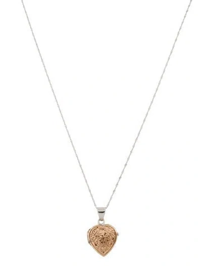 Pre-owned Necklace 14k Two-tone Heart Locket Pendant , 18" In Multi