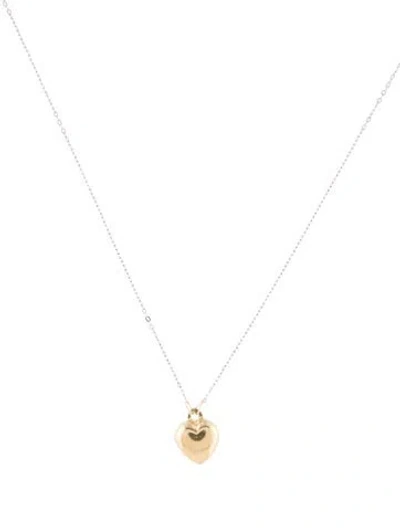 Pre-owned Necklace 14k Two-tone Heart Pendant , 16" In Multi