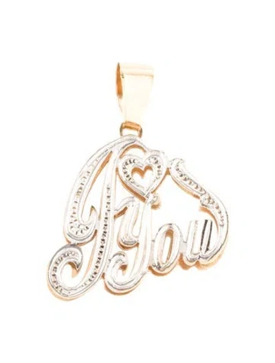 Pre-owned Necklace 14k Two-tone 'i Love You' Pendant In Multi
